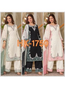 HK-1750 | BS Satin Silk Pakistani Embroidered Designer Collection