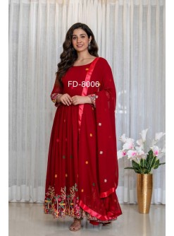 FD-8006 | Pure Fox Georgette Shine Embroidery Designer Gown