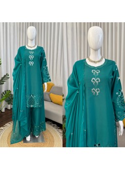 KD-1603 | Natural Crepe Silk Thread Work Designer Palazzo Collection