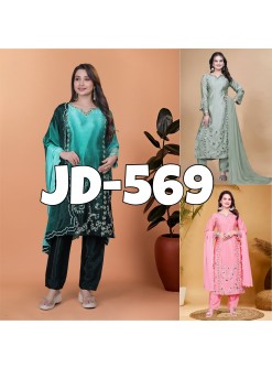 JD-569 | Pure Chinon Silk Thread & Sequence Embroidery Collection