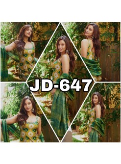 JD-647 | Pure Chinon Silk Digital Print Embroidery Sequence Collection