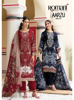 ROMANI | AARZU VOL-37 | Premium Soft Cotton Heavy Embroidery Festive Collection
