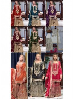 AD210 | Heavy Faux Georgette Embroidery 5 MM Sequence Designer Palazzo Collection
