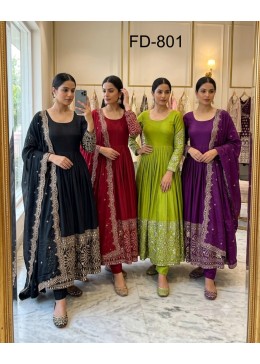 FD - 801 PURE CINON SILK WITH EMBROIDERY WORK IN PARTY WEAR AND WEDDING GOWN COLLECTION 
