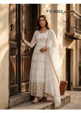 FD - 8063 PURE VICITRA SILK WITH EMBROIDERY WORK BY PARTY WEAR AND WEDDING GOWN COLLECTION 