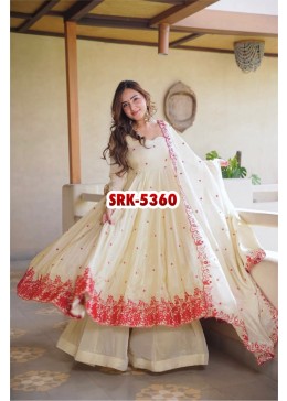 SRK-5360 - DIAMOND SILK WITH EMBROIDERY WORK BY NAIRA SUIT AND KURTI 