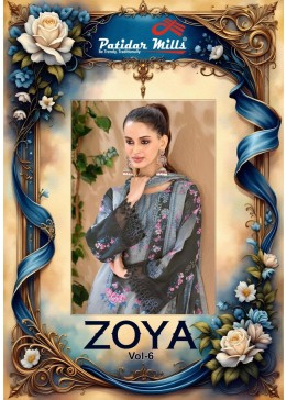 ZOYA VOL:-6 - PURE HEAVY LAWN COTTON WITH PAKISTANI KARACHI PRINTED SUIT BY PATIDAR MILLS
