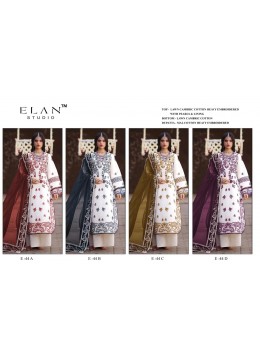 CODE - E - 44 - CAMBRIC LAWN COTTON HEAVY EMBROIDERY WITH LINING WORK BY PAKISTANI SUIT COLLECTION 
