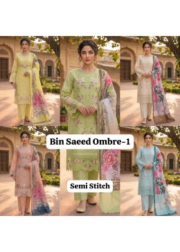 BIN SAEED FIRDOUS OMBRE - PURE COTTON EMBROIDERY WORK BY PAKISTANI SUIT COLLECTION 