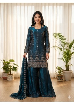 ST-1188 - FENDY SATIN HEAVY EMBROIDERY WORK BY PAKISTANI READYMADE SALWAR SUIT COLLECTION 