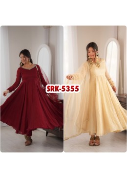 SRK - 5355 - DOREMON CRUSH WITH REAL MIRROR WORK LACE BORDER WITH FULLY FAIR BY PARTY WEAR AND WEDDING NAIRA AND GOWN COLLECTION 