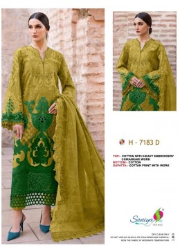 MARIA B - D.NO - 7183 - COTTON WITH CHIKANKARI EMBROIDERED BY PAKISTANI SUIT COLLECTION WITH SANIYA TRENDZ 