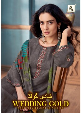 ALOK WEDDING GOLD VISCOSE MUSLIN PAKISTANI SUIT COLLECTION 