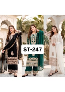 ST 247 Heavy Faux Georgette Pakistani Readymade Suit Set with Chine Embroidery Work