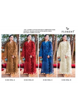 Florent Cambric Cotton Heavy Embroidered Suit Set – 1056ABCD Pakistani Suit Single Wholesale Price 