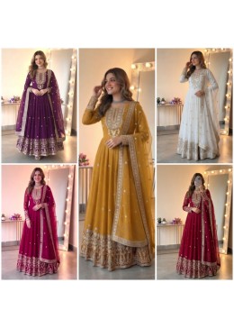 Women's Heavy Georgette Embroidered Sequence Gown with Pant & Dupatta – SSR-546 Partywear And Wedding Collection Single Wholesale Price 