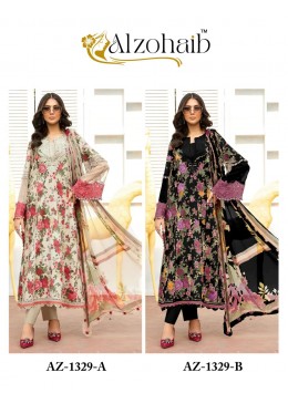 AZ 1329 A B - ALZOHAIB Pure Cotton Heavy Patch Work Pakistani Suit Single & Full Set Wholesale Price 