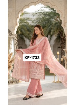 Designer Heavy Embroidery Chine Sequence Work 3-Piece Pakistani Readymade Suit Set Single Wholesale Price 