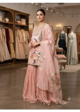 Premium Sequence Embroidered Organza Top, Sarara & Dupatta Set – LG2130 Pakistani Sharara Suit Single Wholesale Price 
