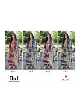 Elaf Premium Luxury Lawn 2124 ABCD Embroidered Cotton Pakistani Suit (Full Set) Wholesale Price 