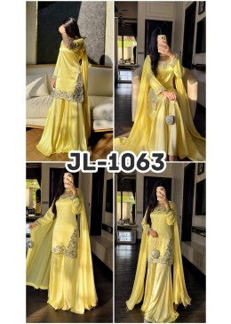 JL-1063 Pure Devsena Silk Embroidered Sequence Work Palazzo Suit Set with Organza Dupatta Pakistani Suit Single Wholesale Price 