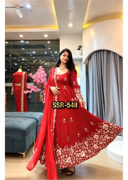 SSR-548 Fendy Silk Embroidered Sequence Work Gown Set with Pant & Dupatta Partywear And Wedding Gown Single Wholesale Price 