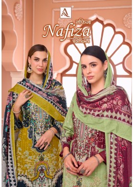 Alok Suit Nafiza-08 Premium Cambric Cotton Pakistani Print Suit with Embroidery (Full Set) Wholesale Price 