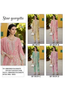 S-5519 Colour Embroidered Georgette Suit | Shree Fabs Surat Pakistani Suit (Full Set) Wholesale Price 
