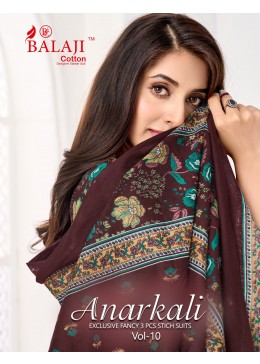 BALAJI COTTON ANARKALI VOL. 10 – Readymade Anarkali Suit with Cotton Dupatta (Full Set) Wholesale Price 