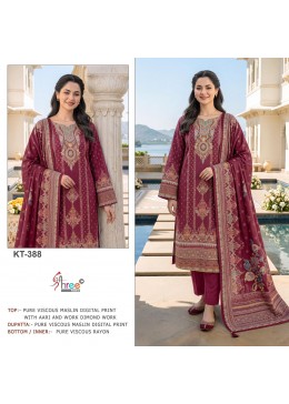Shree Fab Surat KT 387 & KT 388 Premium Viscose Maslin Digital Print Pakistani Suit Single Wholesale Price 