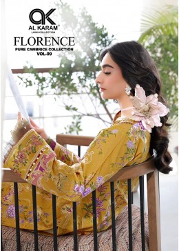 AL KARAM Florence Vol 09 – Pure Cambric Cotton 6 Pcs Collection Full Set Wholesale Price 