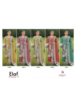 ELAF Premium-3 Luxury Lawn – Design 1746 | Heavy Self Embroidered Cotton Pakistani Suit Full Set Wholesale Price 