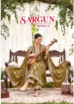 SARGUN-8 | Viscose Maslin Jacquard Designer Suit | Hand Work | Premium Ethnic Wear