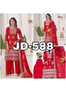 JD-588 Premium Embroidered Kurti Palazzo Set