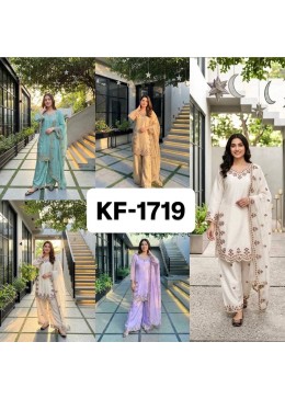 KF-1719 Premium Roman Glass Embroidered Suit Set