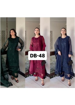 DB-48 Premium Organza Embroidered Suit Set