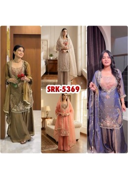SRK-5369 NC Moss Heavy Embroidery Sequence Palazzo Suit Set
