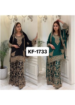 KF-1733 | Heavy Faux Georgette | Mirror & Moti Work | Designer Suit
