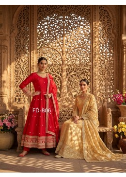 FD-806 | Pure Fendy Silk Designer Gown Set