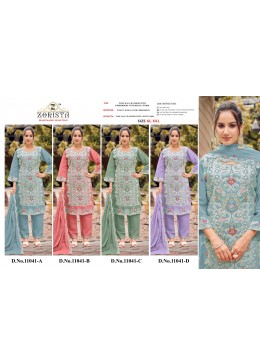 Shop ZORISTA 11041 Pure Mal Chanderi readymade suit with heavy embroidery and Khatli work, Pure Roman bottom and Chanderi dupatta. XL to XXL.