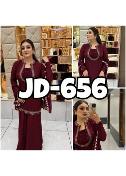 JD-656 | Heavy Faux Georgette Embroidered Kurti Palazzo Set