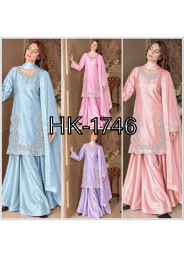 HK-1746 | Devsena Silk Embroidered Palazzo Suit