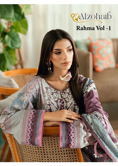 RAHMA VOL:-1 PURE COTTON PETCH WORK PAKISTANI SUIT BY ALZOHAIB