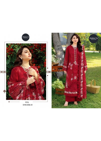 D NO :- 2026 A B CAMBRIC COTTON WITH HEAVY EMBROIDERY WORK IN PAKISTANI SUIT BY MEHBOOB TEX 