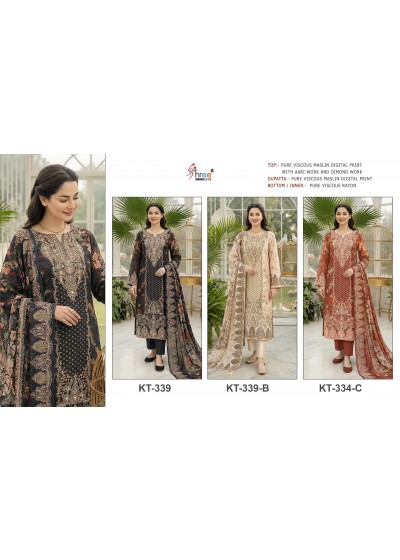 KT - 339 PURE VISCOSE MUSLIN PAKISTANI WORK SUIT BY SHREE FAB 