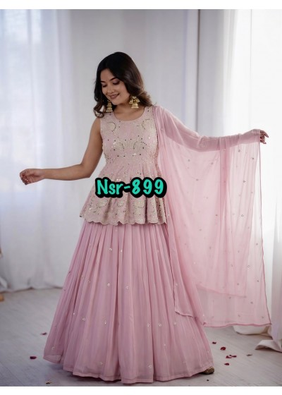 NSR - 899 FOX GEORGETTE SILK EMBROIDERY WORK BY PAKISTANI SHARARA READYMADE SUIT 