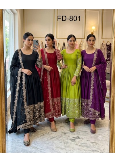 FD - 801 PURE CINON SILK WITH EMBROIDERY WORK IN PARTY WEAR AND WEDDING GOWN COLLECTION 