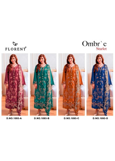 FLORENT - 1093 A B C D CAMBRIC COTTON WITH HEAVY EMBROIDERY WORK BY PAKISTANI SUIT COLLECTION 