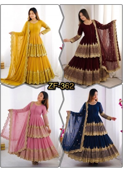 ZF - 362 HEAVY FAUX GEORGETTE EMBROIDERY SEQUENCE WORK BY WEDDING LEHENGA COLLECTION 