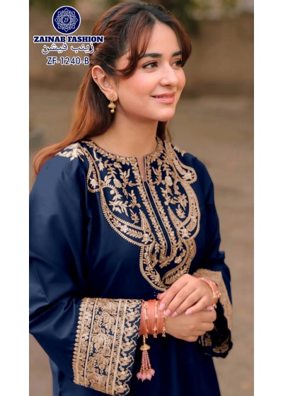 ZF - 1240 PREMIUM FARSHI JAPAN SATIN EMBROIDERY WORK BY PAKISTANI READYMADE SUIT 